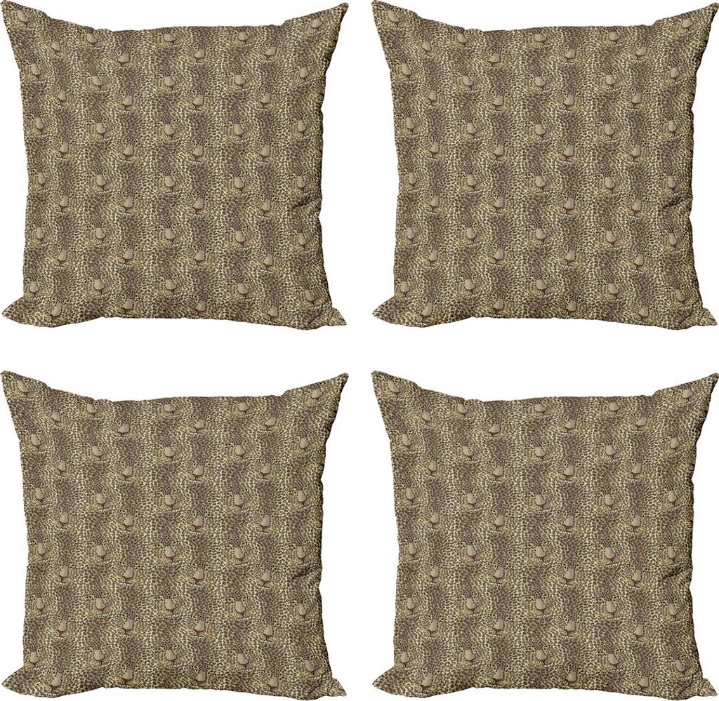 ABAKUHAUS Leopard-Druck Kissenbezug Set (4 Stück), Leo wilde große Katzen-Gesicht, Moderner Doppelseitiger Digitaldruck, 40 cm x 40 cm, Dark Tan ...
