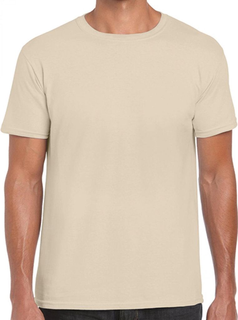 Gildan 64000 | Softstyle Herren T-Shirt modischer Kragen - Farbe: Sand - Größe: 4XL