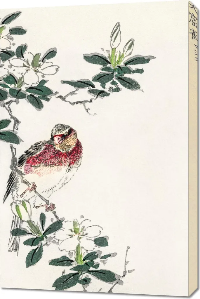 Arredo Vintage Orientale: Quadro Rosefinch 60x90 cm Stampa Giapponese
