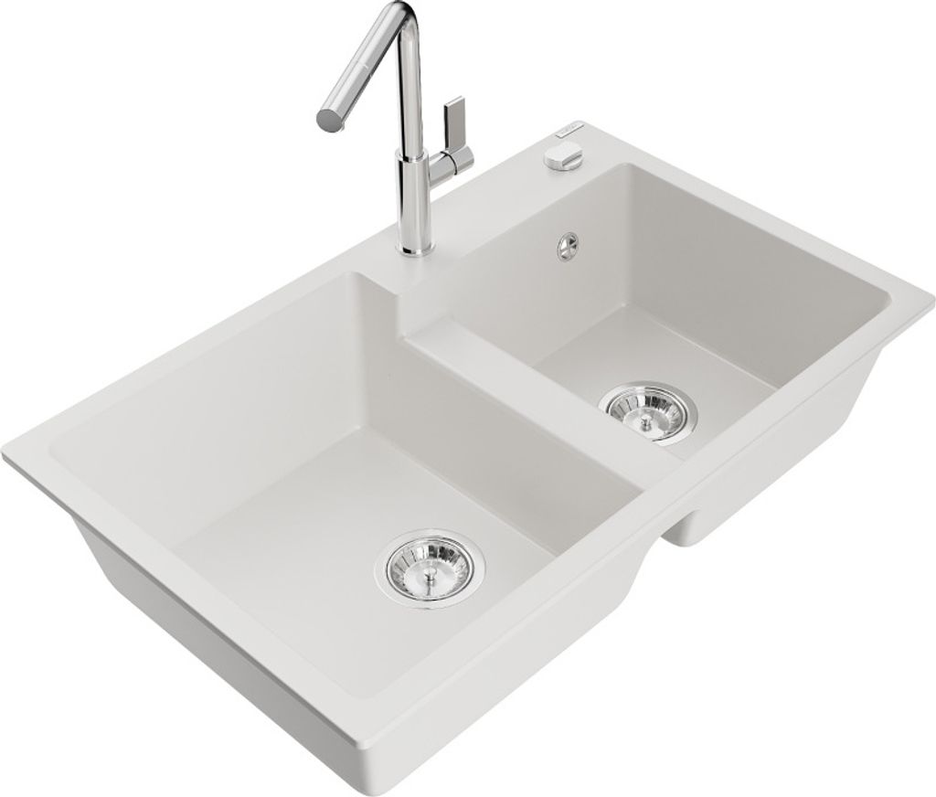 Mexen Tomas 2-Becken-Granitspüle mit Mischbatterie Flora, Produktbild 