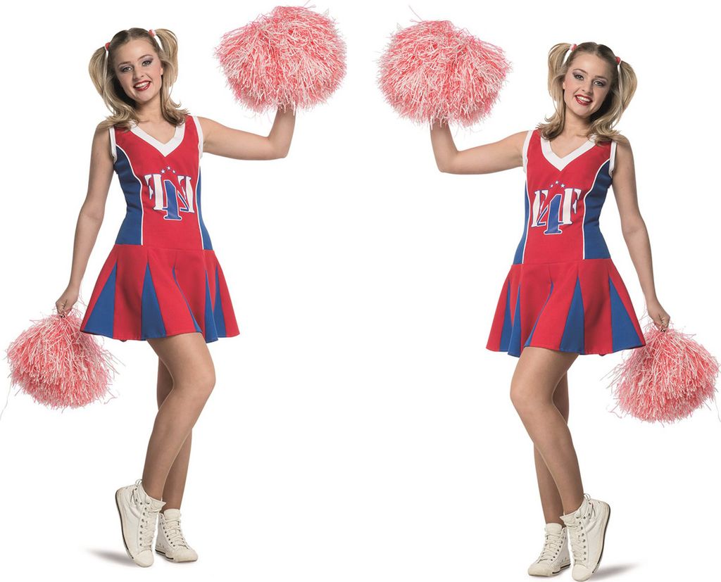Wilbers Damen Cheerleader rot-blau Gr. 34 - 44 Kleid Uniform Cheerleaderkostüm Gr. 44 - XL