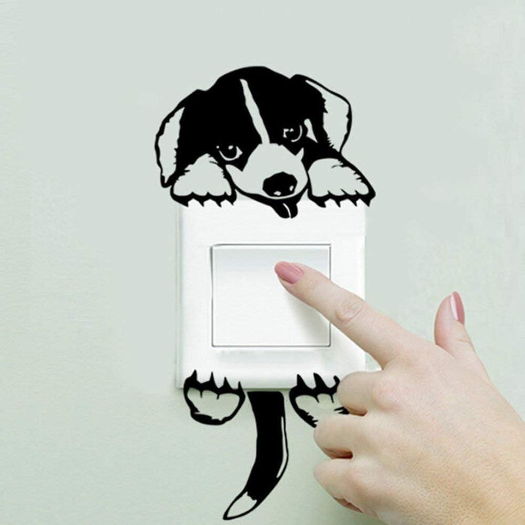 Hunde-Wandtattoo, abnehmbare Wandaufkleber, Dekoration für Lichtschalter, Schlafzimmer, Wohnzimmer, langlebig und praktisch