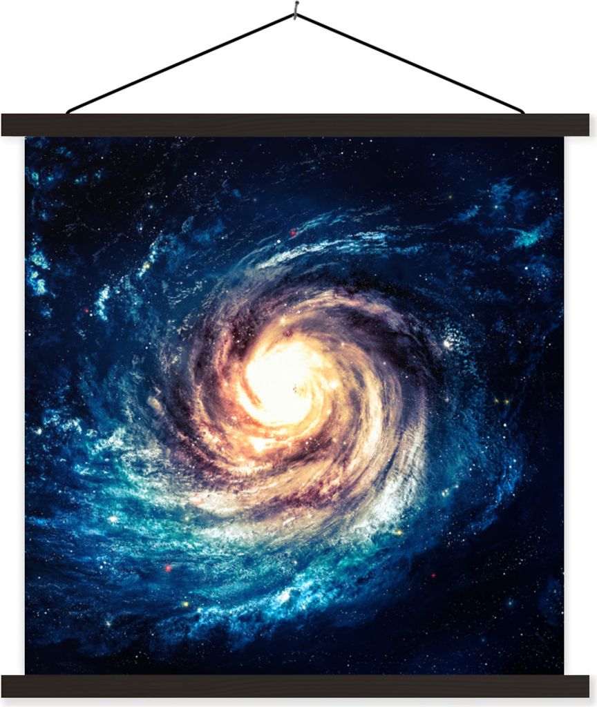 MuchoWow Textilposter Sterne - Weltraum - Blau 90x90 cm mit schwarzem Rahmen - Magnetisches