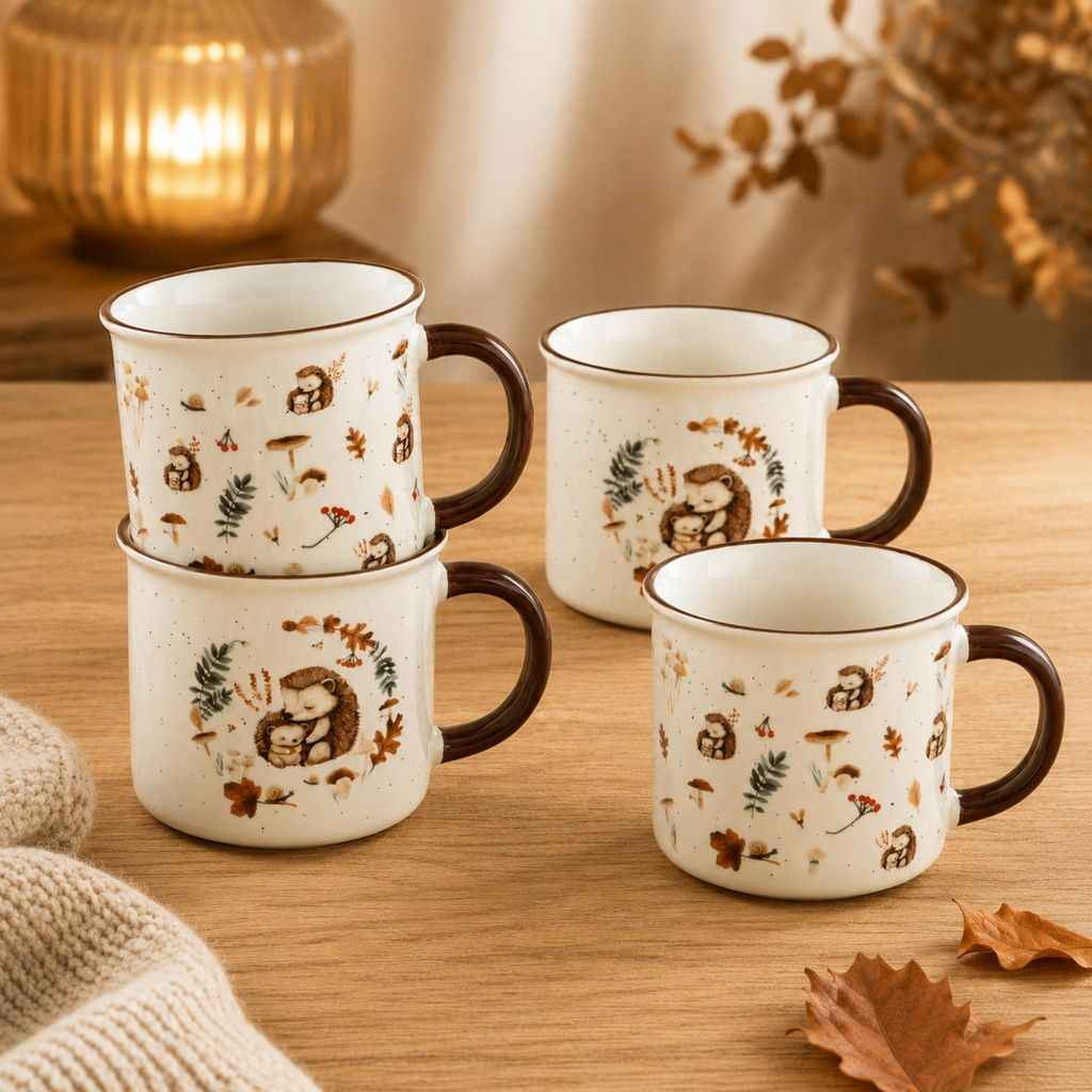Tassen 4er Set Igel 370 ml - Teetassen mit 2 Produktbild 