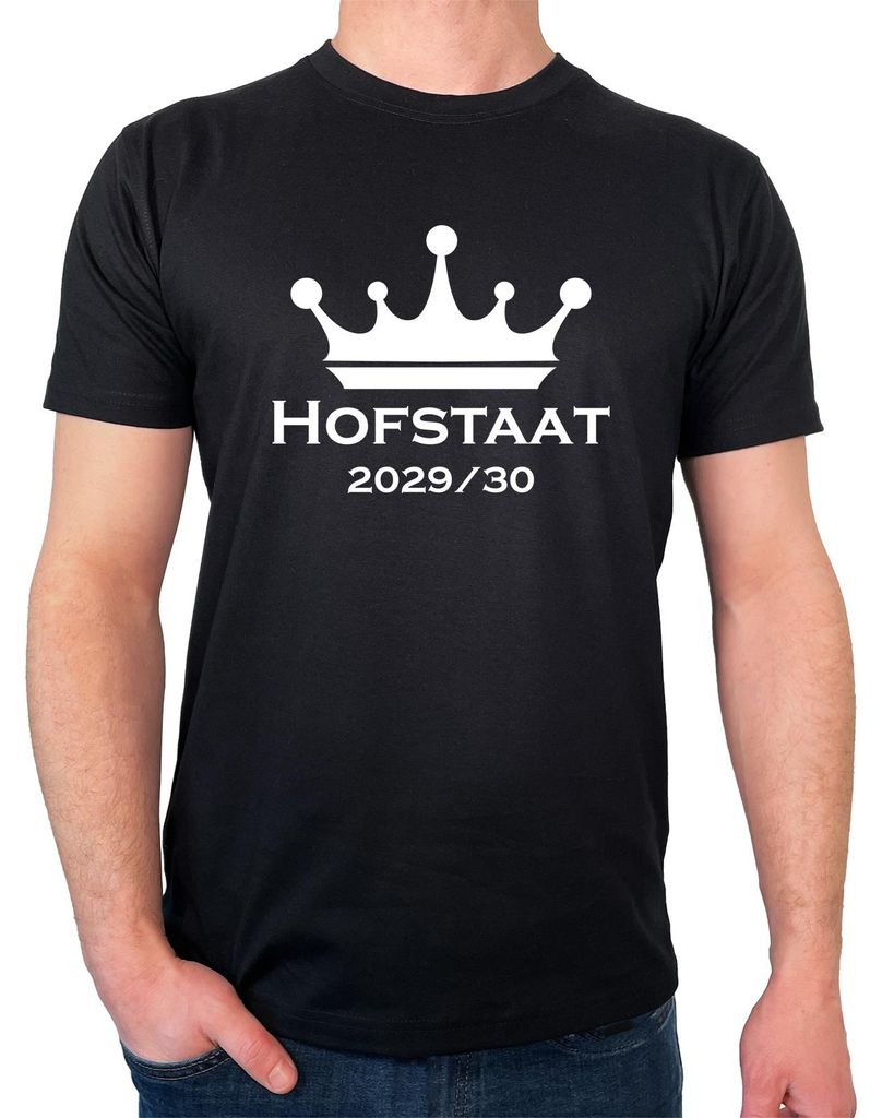 Huuraa Herren T-Shirt Hofstaat 2029/30 Krone Schützenfest S Black Bio Baumwolle Fairtrade Herrenshirt Geschenkidee