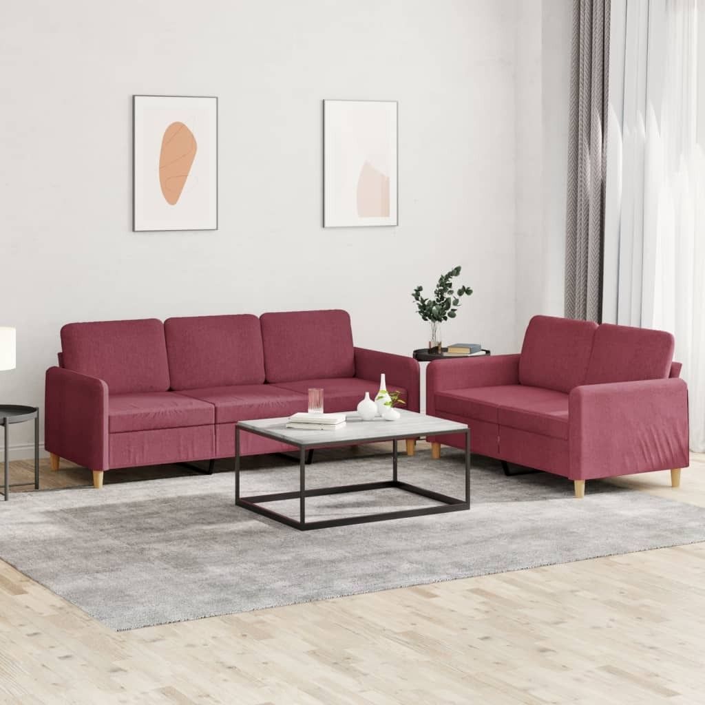 Maison Exclusive - 2-tlg. Sofagarnitur mit Kissen Weinrot Produktbild 