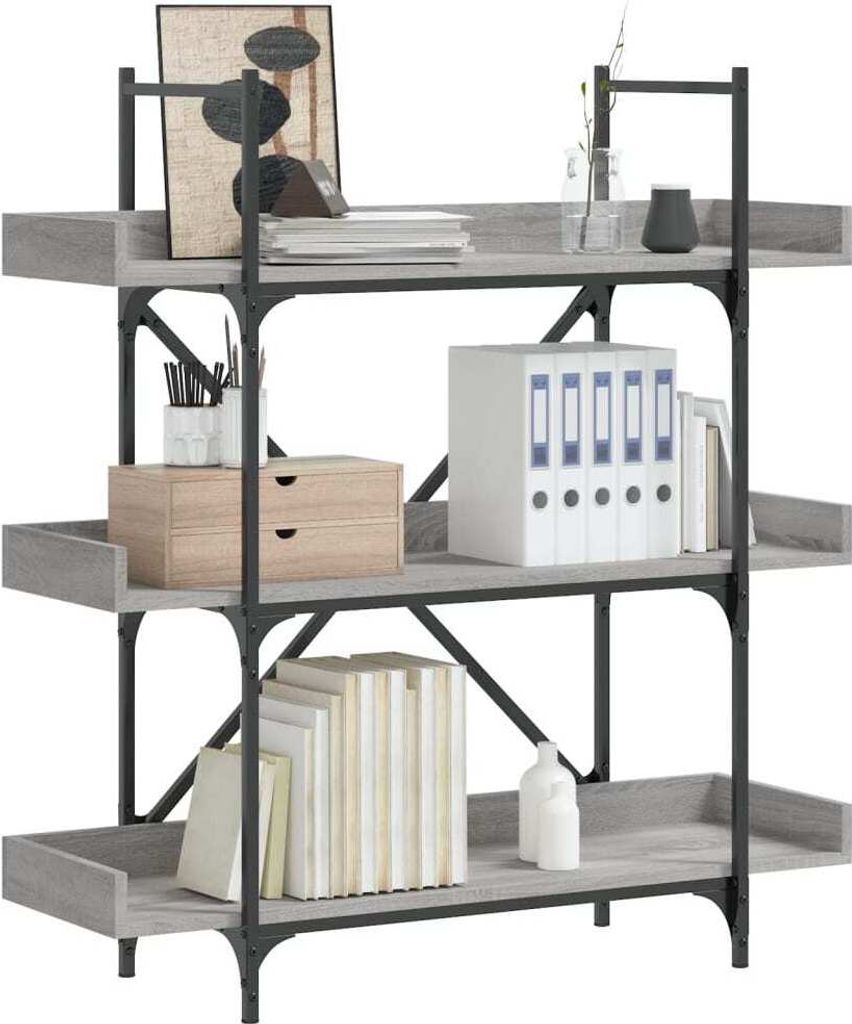 Maison Exclusive - Bücherregal 3 Böden Grau Sonoma 100x33x108,5 cm Holzwerkstoff