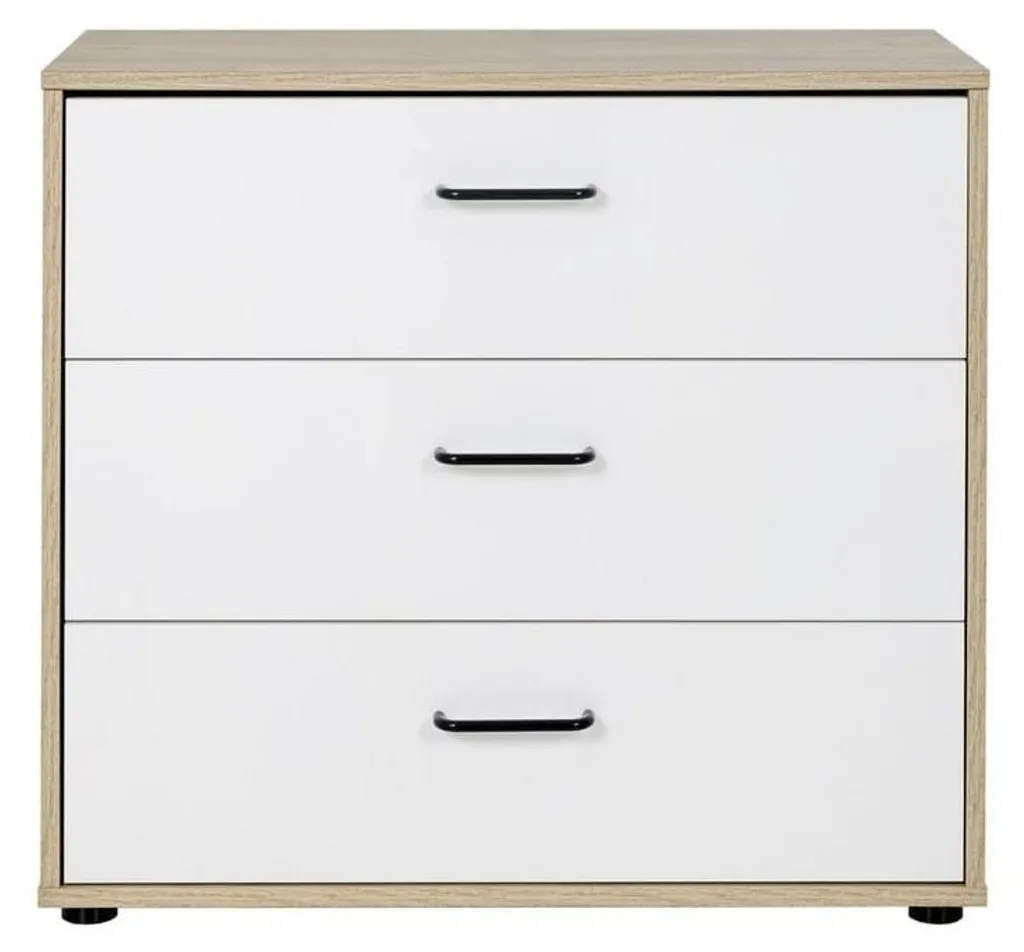 Commode compacte L81 cm ERWAN avec 3 grands tiroirs coulissants