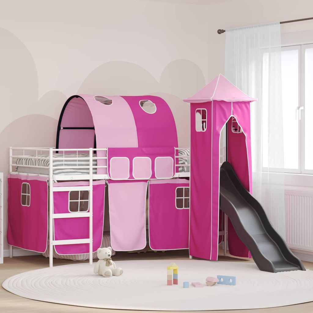 Maison Exclusive - Kinderloftbett Weiß und Rosa 80 x 200 cm Metall