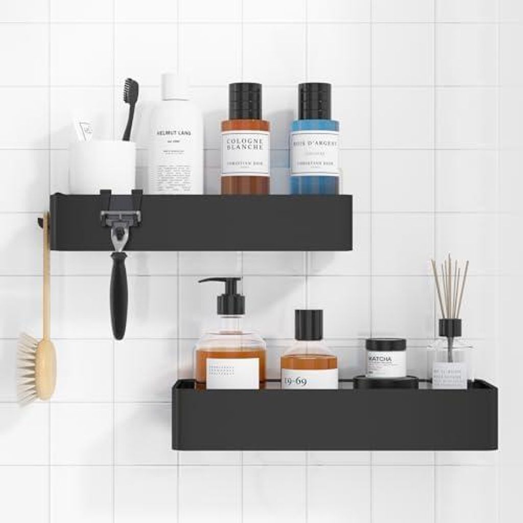 Kitsure Duschablage ohne Bohren - 2 Stück rostfreie Badezimmer Organizer, schnell trocknende Badregal ohne Bohren mit großer Kapazität, langlebi...
