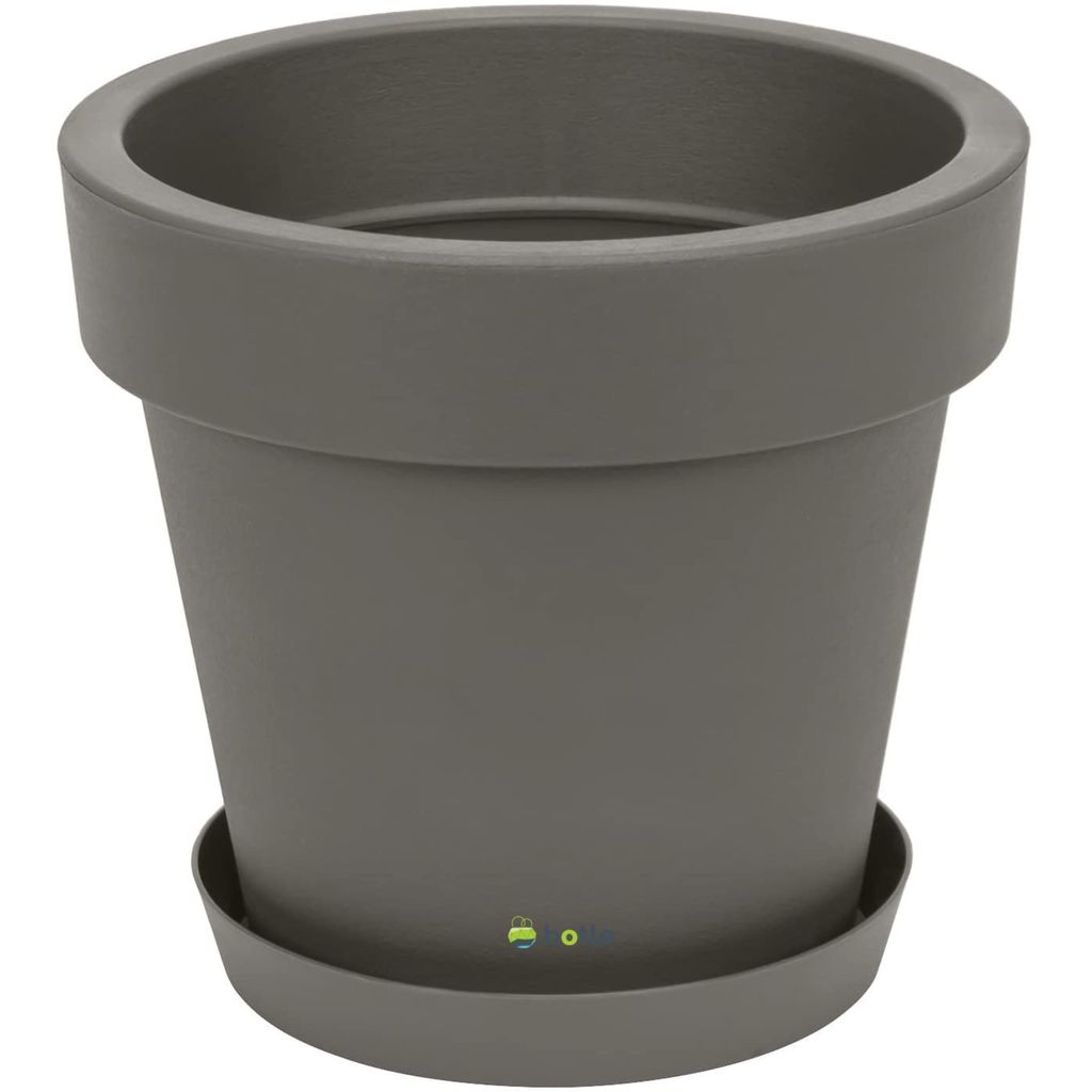Blumentopf Übertopf inkl. Untersetzer Blumenkübel 50 cm x 45,5 cm Grauer Stein Pflanzkübel Pflanztopf Kunststoff