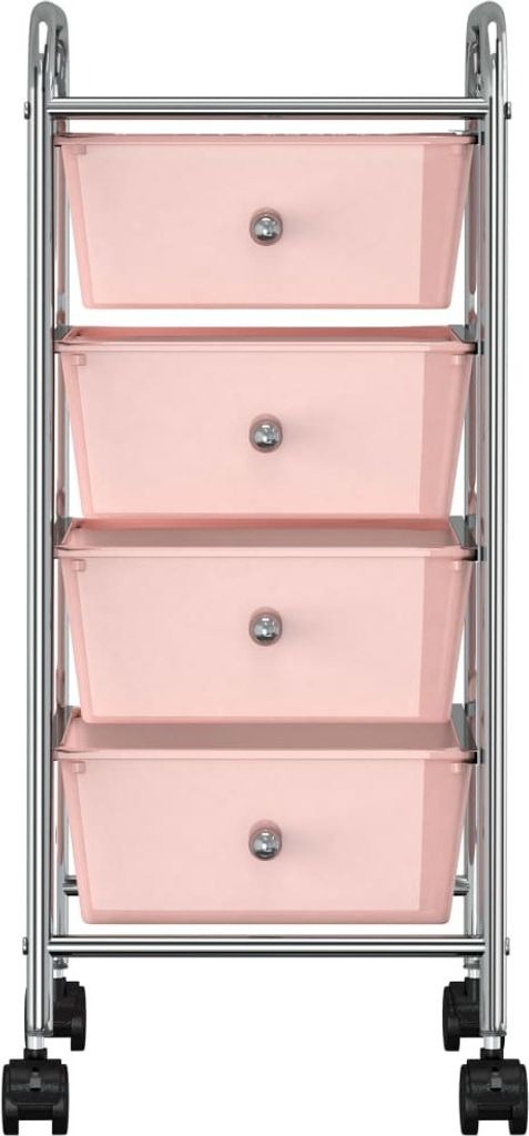 vidaXL Chariot à tiroirs avec 4 tiroirs Rose Plastique Image du produit 