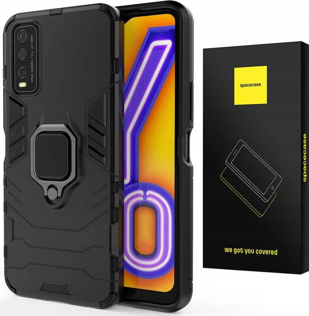 Coque antichoc Vivo Y11s Noir avec support vidéo X-ring - SPACECASE
