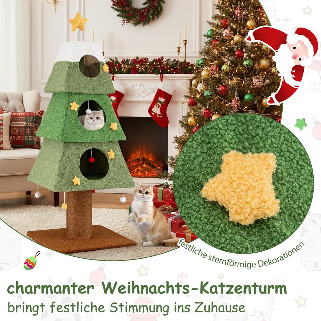 COSTWAY Kratzbaum Weihnachten, 162 cm, Katzenbaum mit