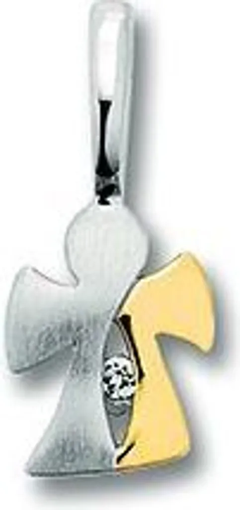 Médaille Ange en Argent et Zirconium - Pendentif Bicolore Chic