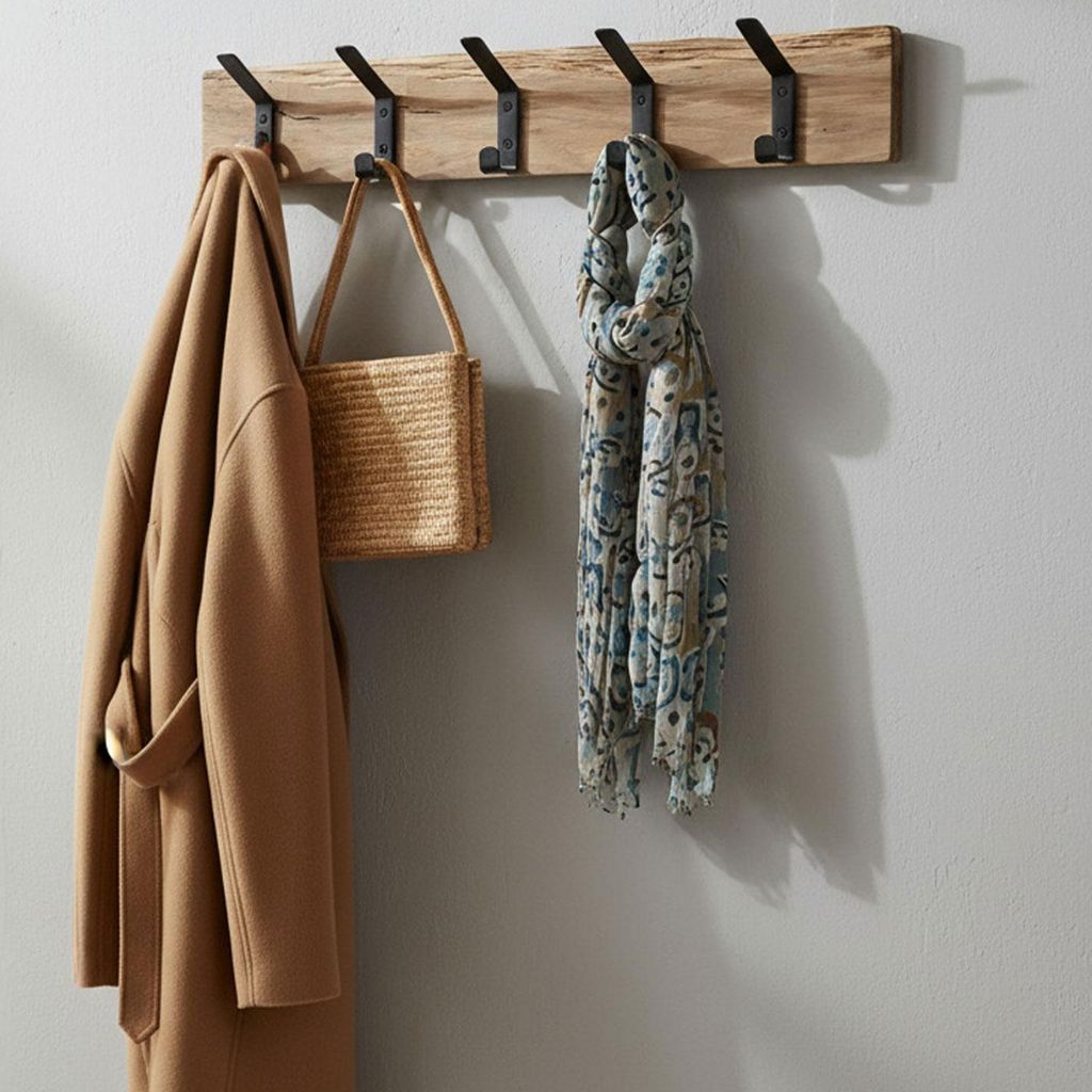 LS-LebenStil Vintage Holz Wandgarderobe 5 Haken Eiche Braun Produktbild 