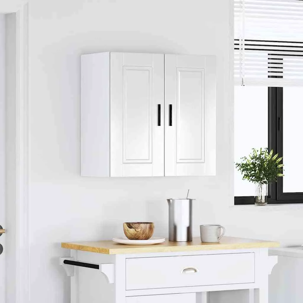 Pensile Cucina Porto Bianco Lucido vidaXL - Mobile Sospeso Moderno