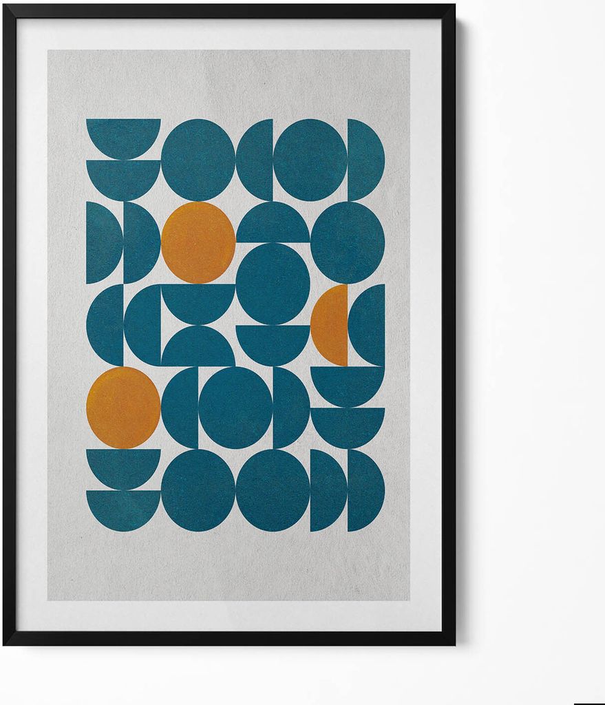 Geometrische Komposition– Wandbild mit Rahmen – Gerahmtes Bild – Wanddekoration – 70x100 cm – Schwarz Rahmen