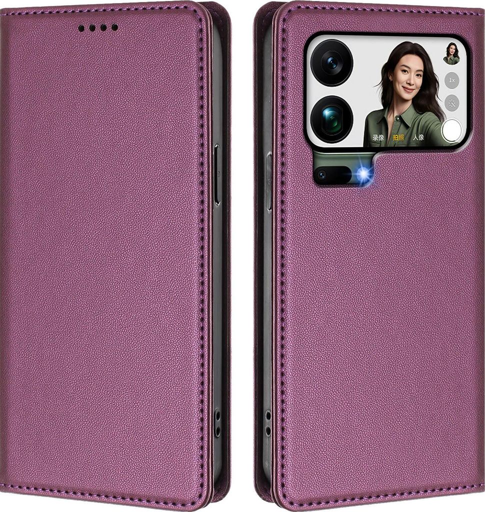 Handyhülle für Xiaomi 17 Pro Max, Kunstleder Klapphülle Stoßfeste Magnetische Hülle mit Ständer Lila