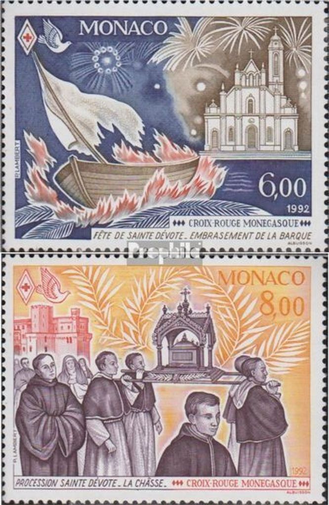 Briefmarken Monaco 1992 Mi 2089-2090 (kompl.Ausg.) postfrisch Rotes Kreuz
