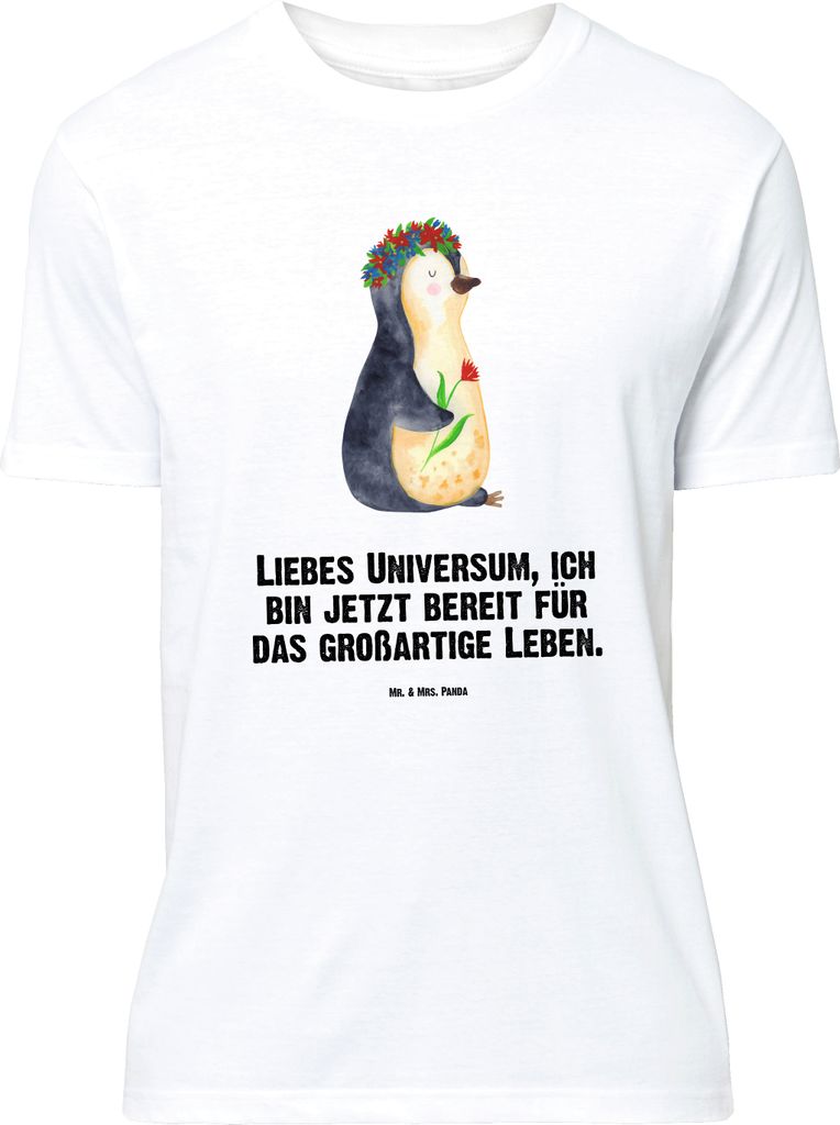 Mr. & Mrs. Panda Größe M T-Shirt Pinguin Blumen - Weiß - Geschenk, Blumenkranz, Motivation, Herren, Shirt, Universum, Positiv, Tshirt, mit Spruch