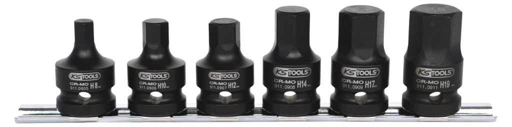 KS Tools 1/2" Kraft-Bit-Stecknuss-Satz, kurz, 6-teilig