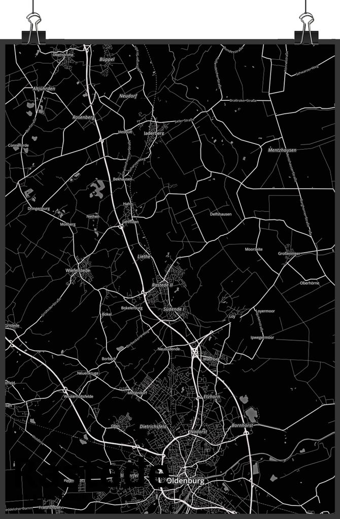 Mr. & Mrs. Panda Bild Rastede DIN A2 - Geschenk, Deko, Wandbild, drucke, Stadt, Wanddekoration, Dorf Karte Landkarte Map Stadtplan, Kunstdruck