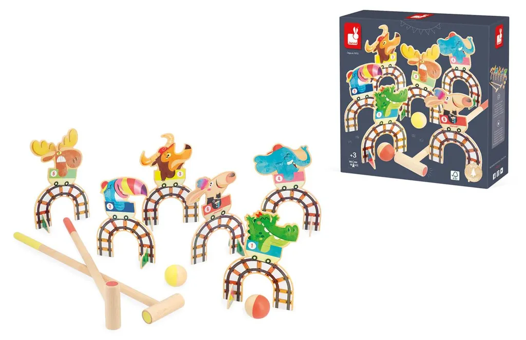 Jeu de croquet enfant en bois Janod - Kit complet de plein air et maison