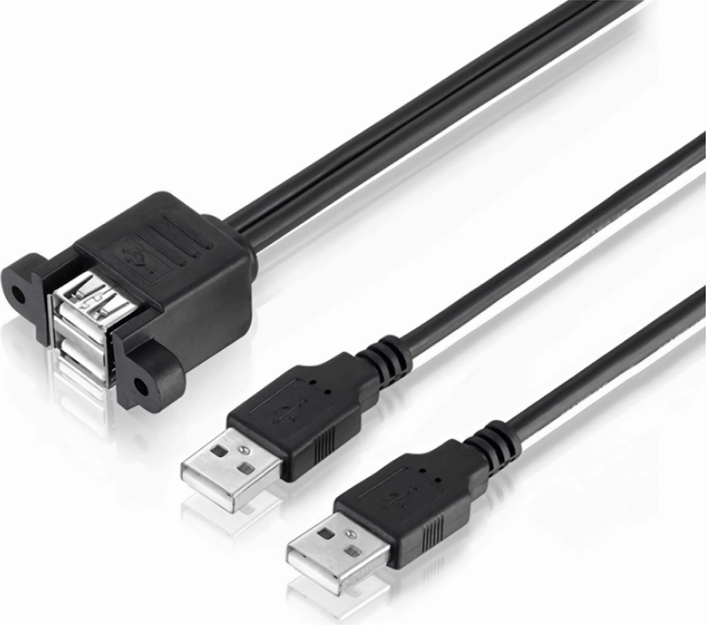 J41 Dual USB Verlängerungskabel USB 2.0 Stecker auf Buchse Dual für PC Auto 50cm