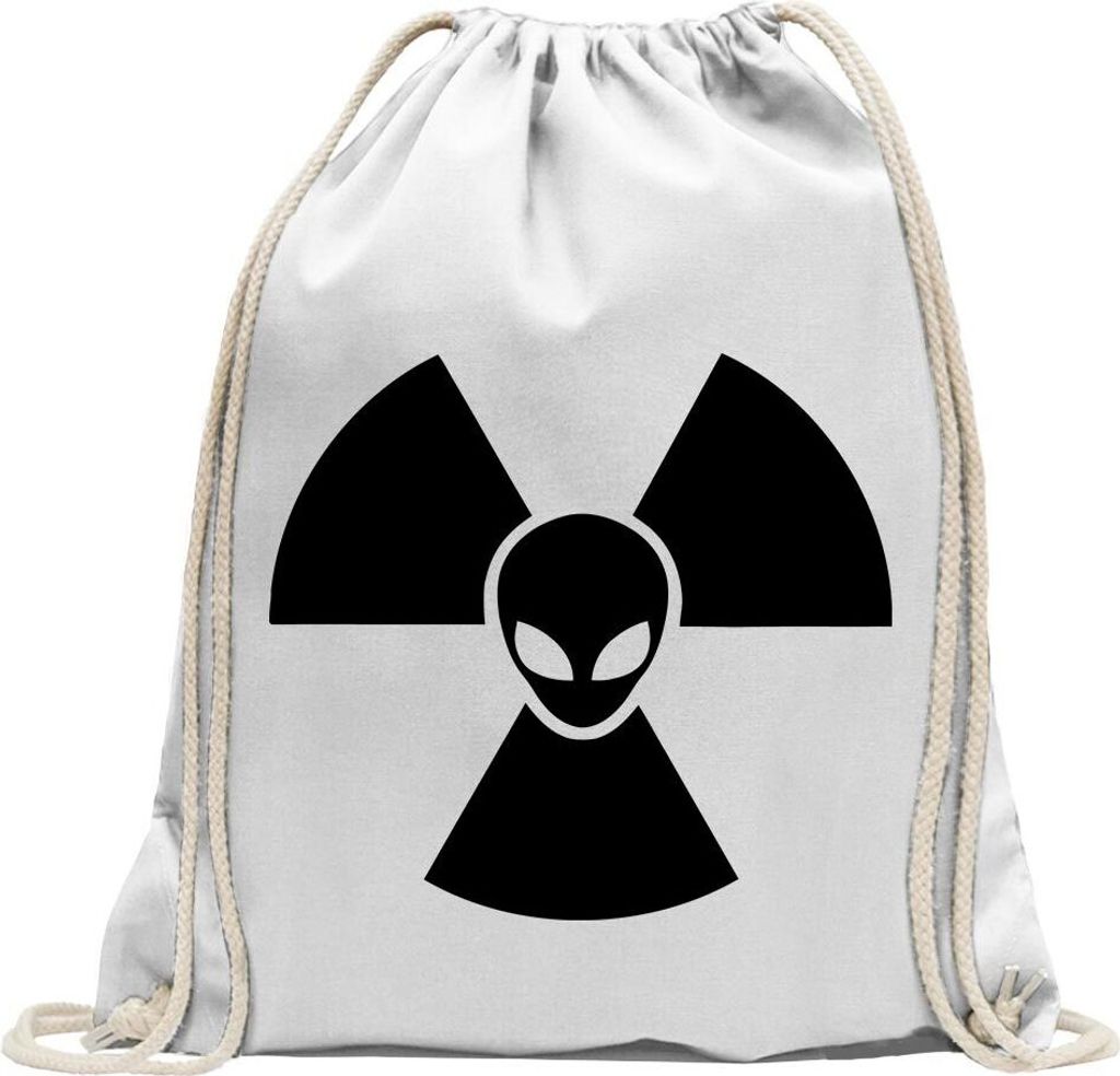 Kiwistar - Turnbeutel - weiss - Alienactiv - Fun Rucksack Sport Beutel Gymsack Baumwolle mit Ziehgurt