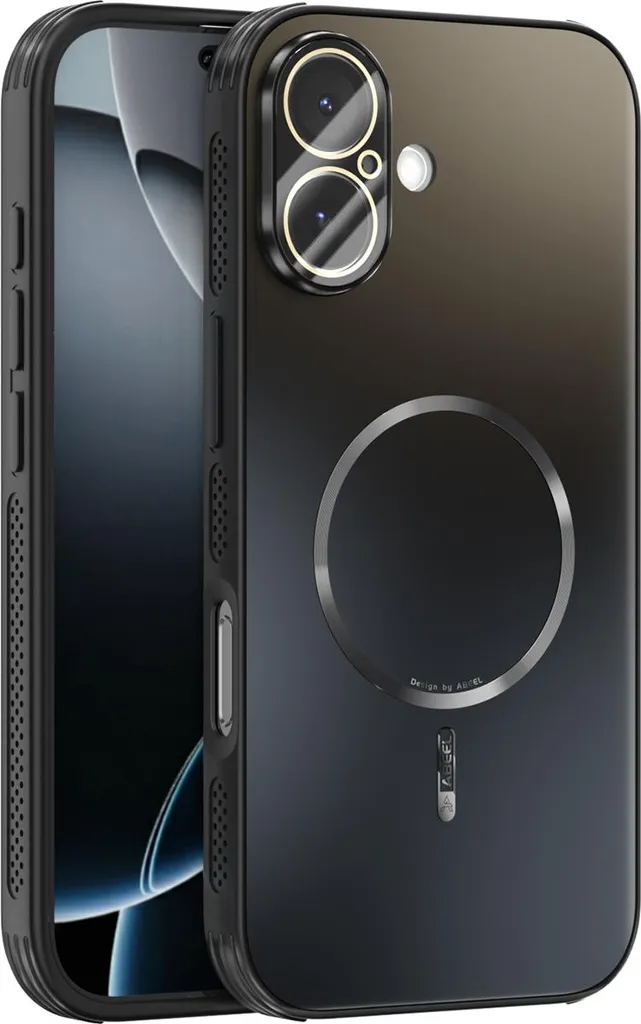 Custodia magnetica per iPhone 17, custodia opaca in PC+TPU con protezione per le lenti, custodia resistente agli urti con dissipazione del calore Nero