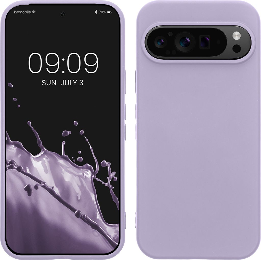 kwmobile Hülle kompatibel mit Google Pixel 9 / Pixel 9 Pro Hülle - gummierte TPU Silikon Handyhülle - Schutzhülle für kabelloses Laden - Case in