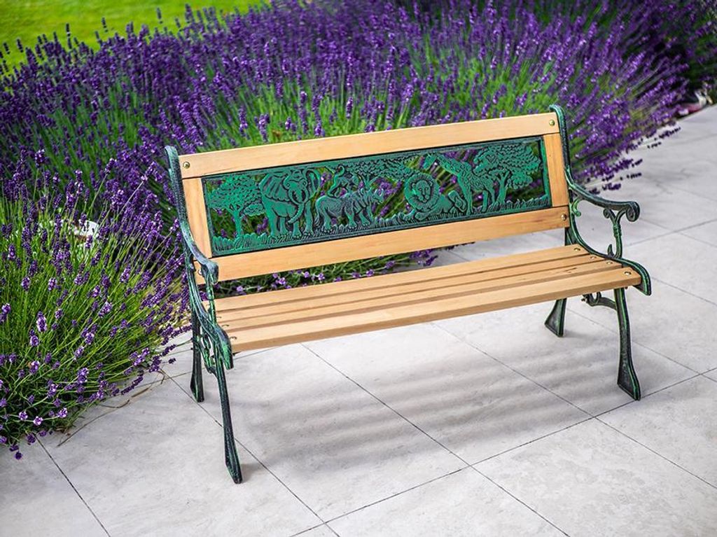 Bank MINI JUMANJI, Garten, Metall/Holz, klein, 82 x 39 x 50 Produktbild 