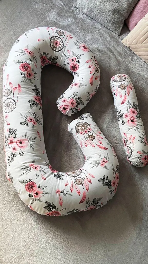 Coussin de grossesse anti mal de dos Flumi type C lavable fleurs - 2