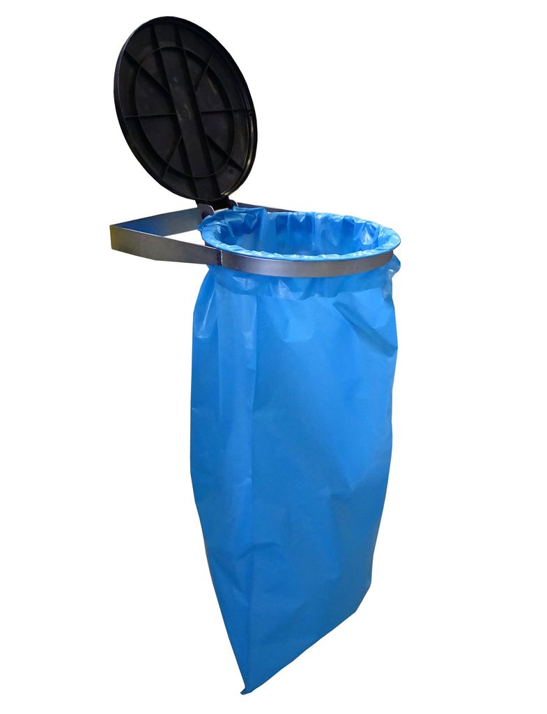 BigDean Müllsackständer - Müllbeutelhalter mit Gitterboden - BLAU 120L  klappbar - Gelber Sack Ständer Metall Müllsackhalter Mülltütenhalter