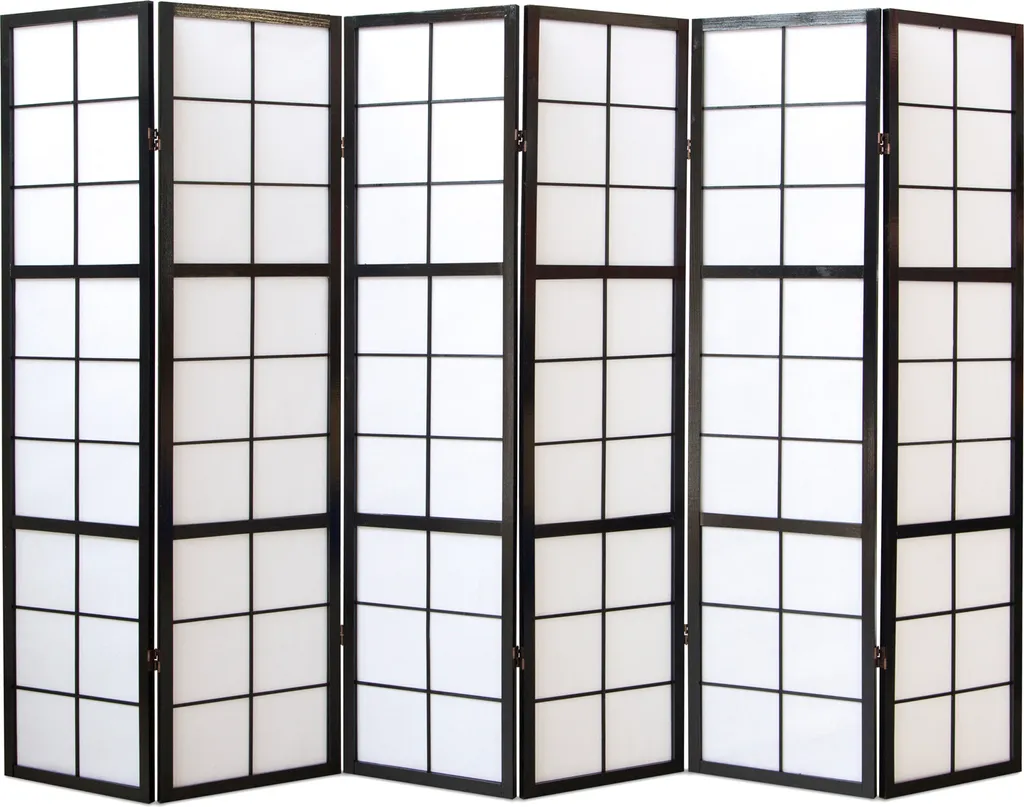 Paravent Shoji Noir 6 Volets en Bois et Papier de Riz - Occultant et Zen