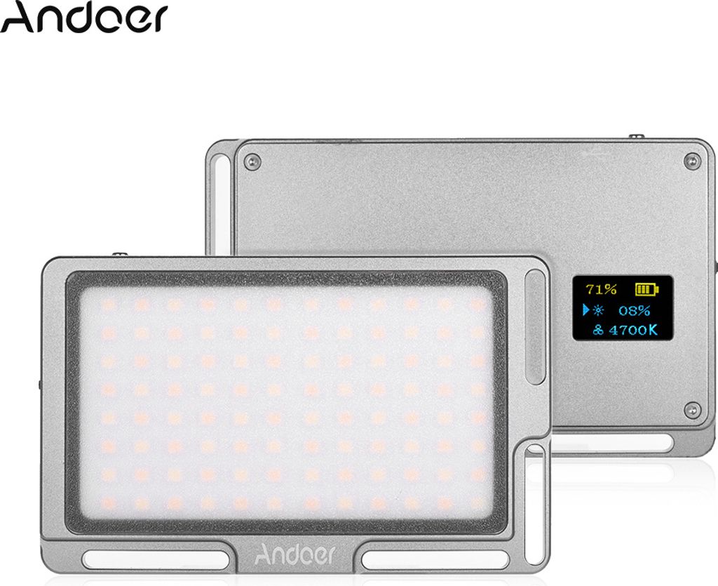 LED-Videolicht-Panel-Kamera von Andoer mit integrierter 2800mAh-Batterie mit OLED-Bildschirm 1/4 Zoll-Schraubenloch 3500K-5700K Dimmable 96pcs LEDs...
