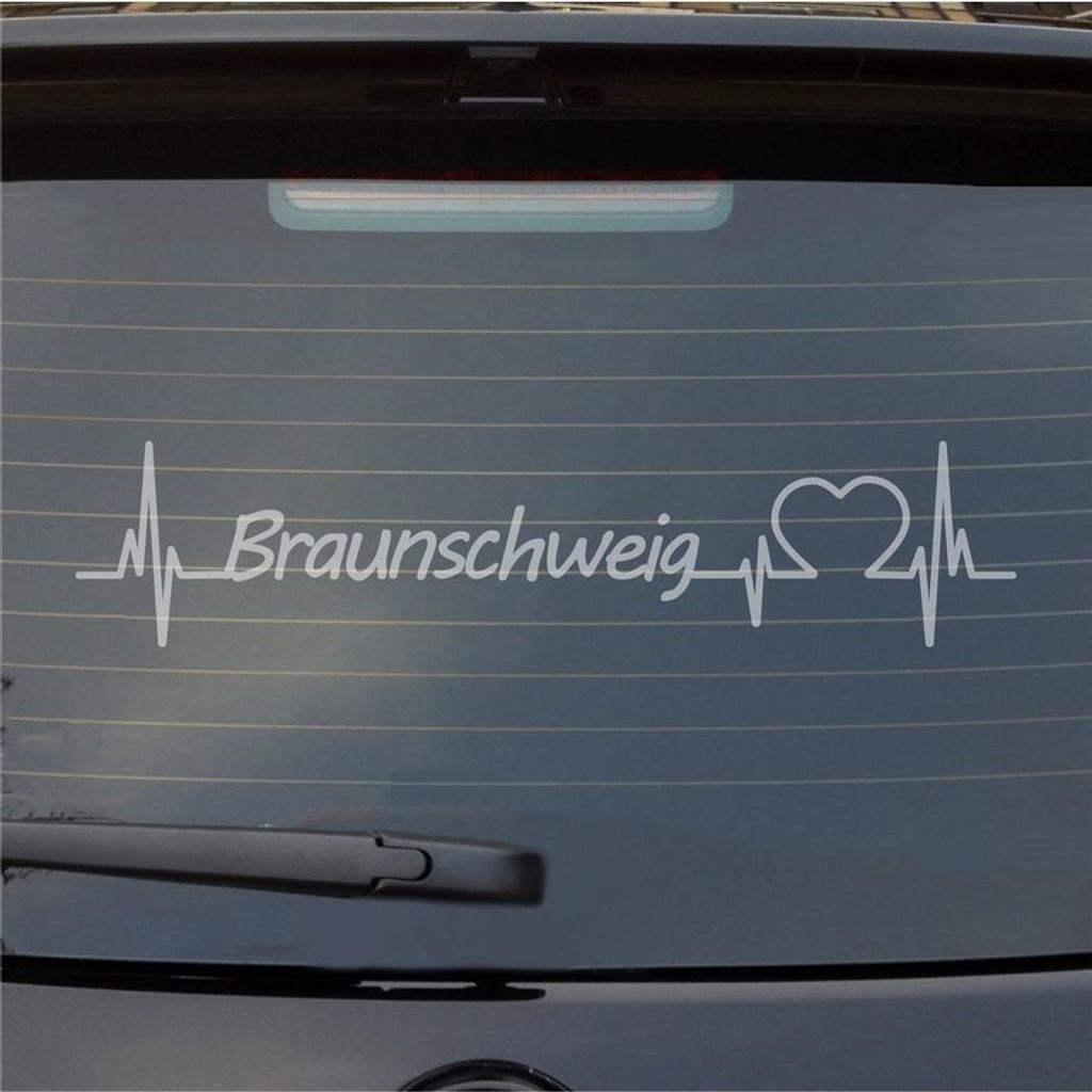 Heckscheibenaufkleber Braunschweig Herzschlag Puls Stadt Liebe 55x12 cm Milchglas Auto Aufkleber Sticker