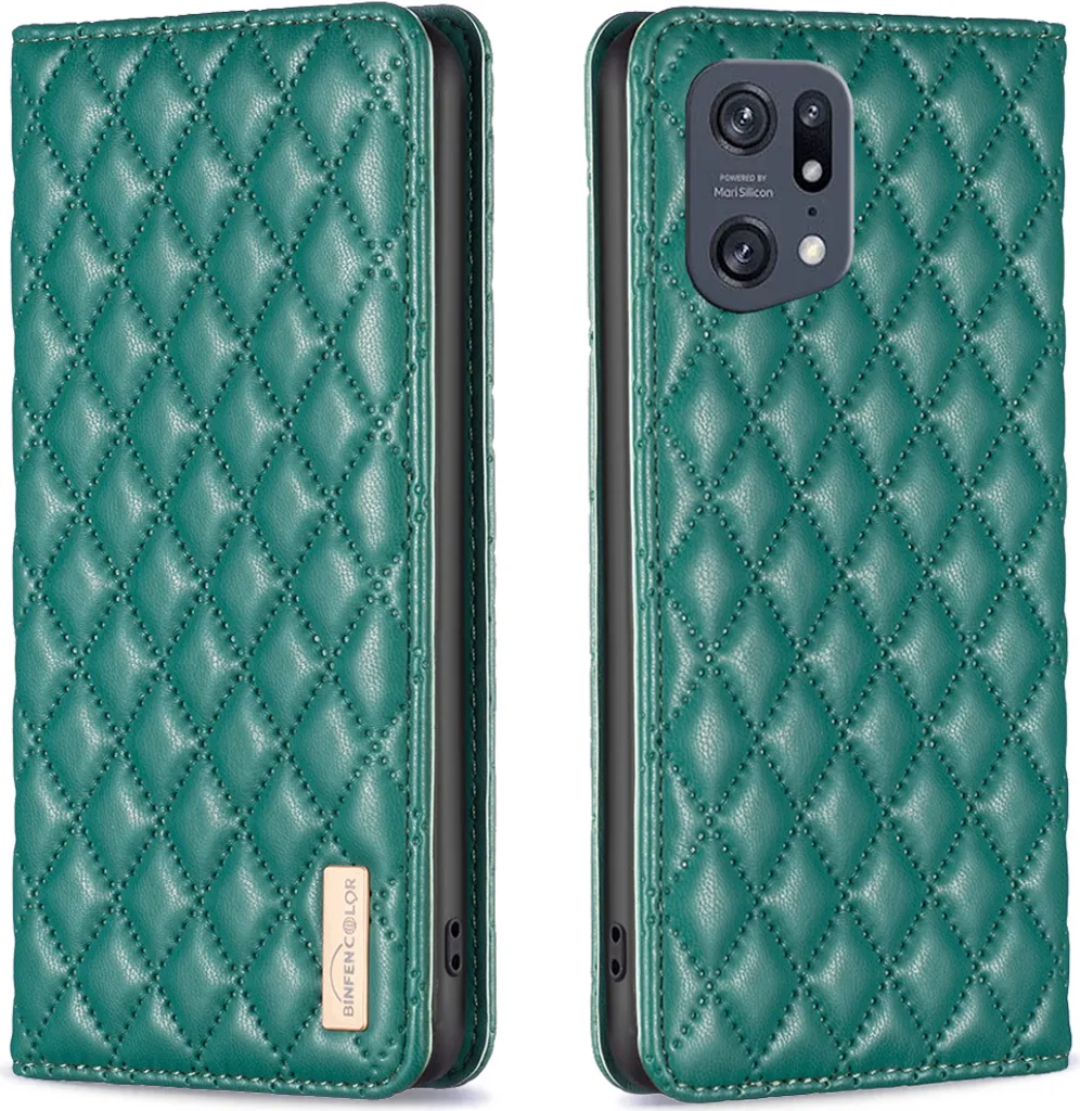 OPPO Find X5 Pro Case, elegante custodia in pelle flip con slot per schede e stand per OPPO Find X5 Pro verde