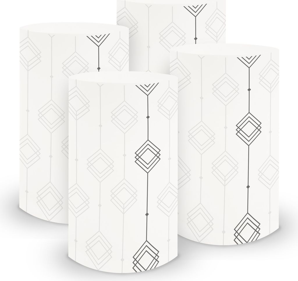 itenga 6x Windlicht klein Ornament weiß grau / taubengrau, 10,0 cm