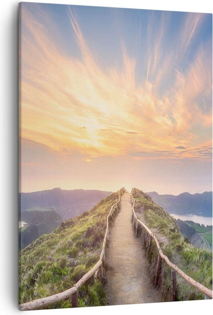 Bild auf Leinwand - Leinwandbild - Einteilig - Trail Berg Azoren - 50x70cm - Wand Bild - Wanddeko - Wandbilder - Leinwanddruck - Kunstdruck - Wandd...