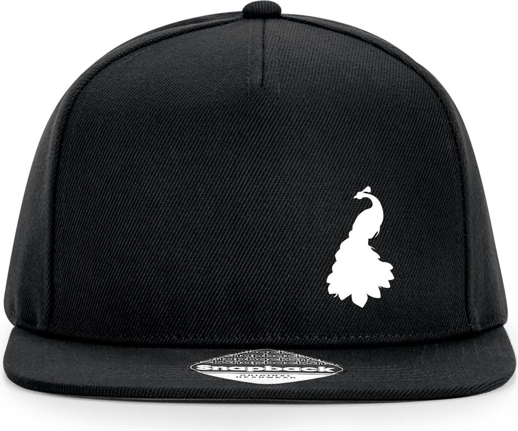 Huuraa Cappy Mütze Pfau Silhouette Black Polyester Snapback Kappe Geschenkidee