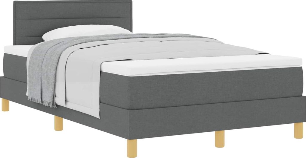vidaXL Boxspringbett mit Kissen Dunkelgrau 120 x 200 cm Stoff