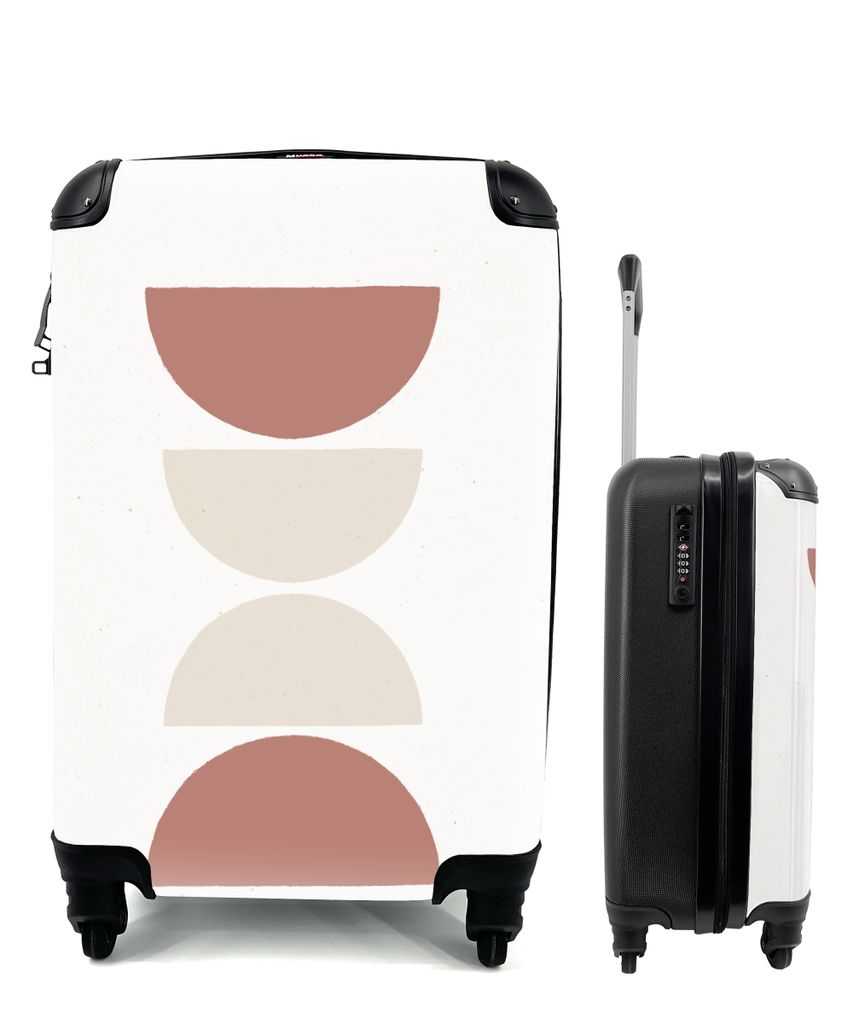 MuchoWow Koffer Handgepäck Trolley Rollkoffer Kleine Reisekoffer mit 4 Rollen - Minimalismus - Pastell - Gestaltung - Cabin Size < 55x40x23 cm &...