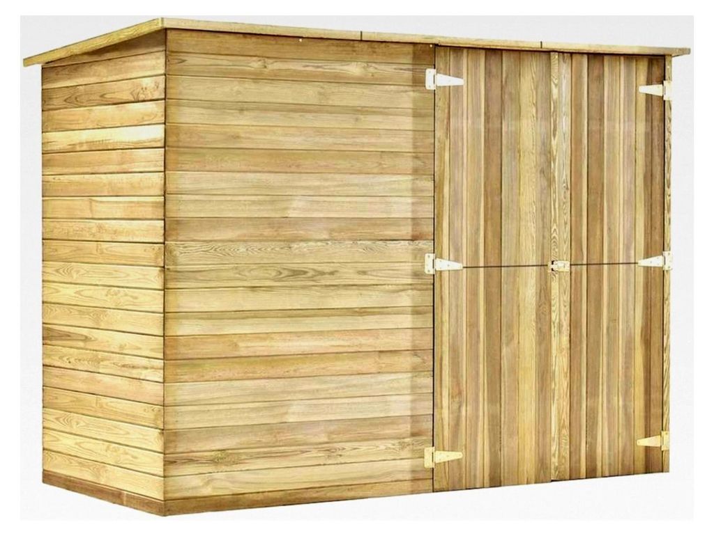 Imprägniert Fahrradgarage aus Kiefernholz, Gerätehaus, Gartenschuppen, Holzhütte, Geräteschuppen, Blockhaus, Gartenhütte 232x110x170cm