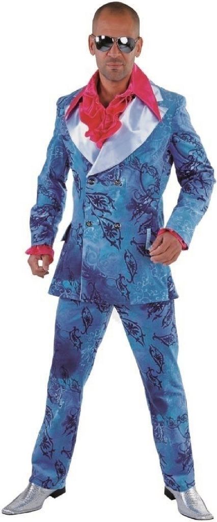 M212902-L-A blau Herren Disco-Hippie-Prollo Anzug Gr.L