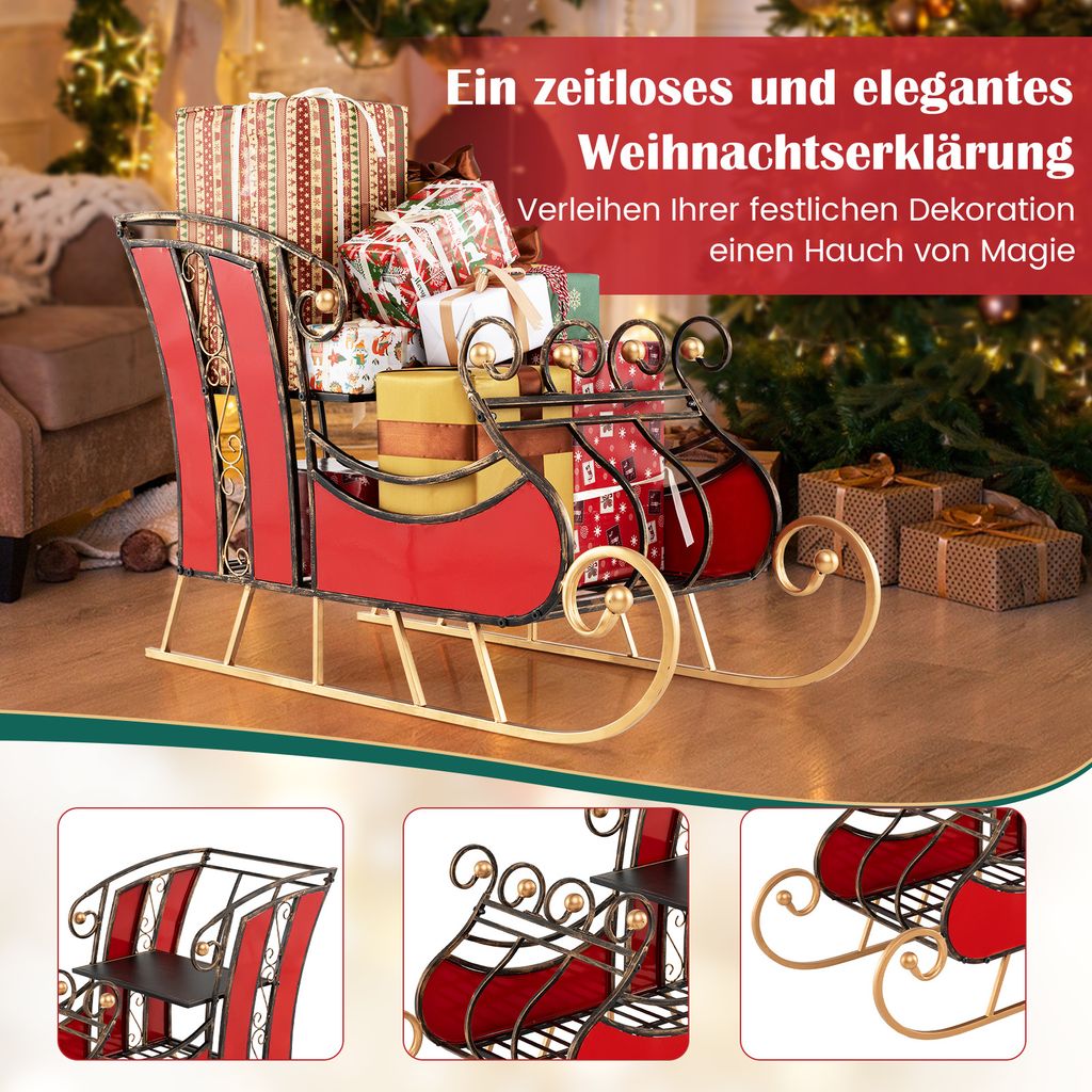 COSTWAY Dekorativní sáně kovové, vánoční sáně na Vánoce, Obrázek produktu 4