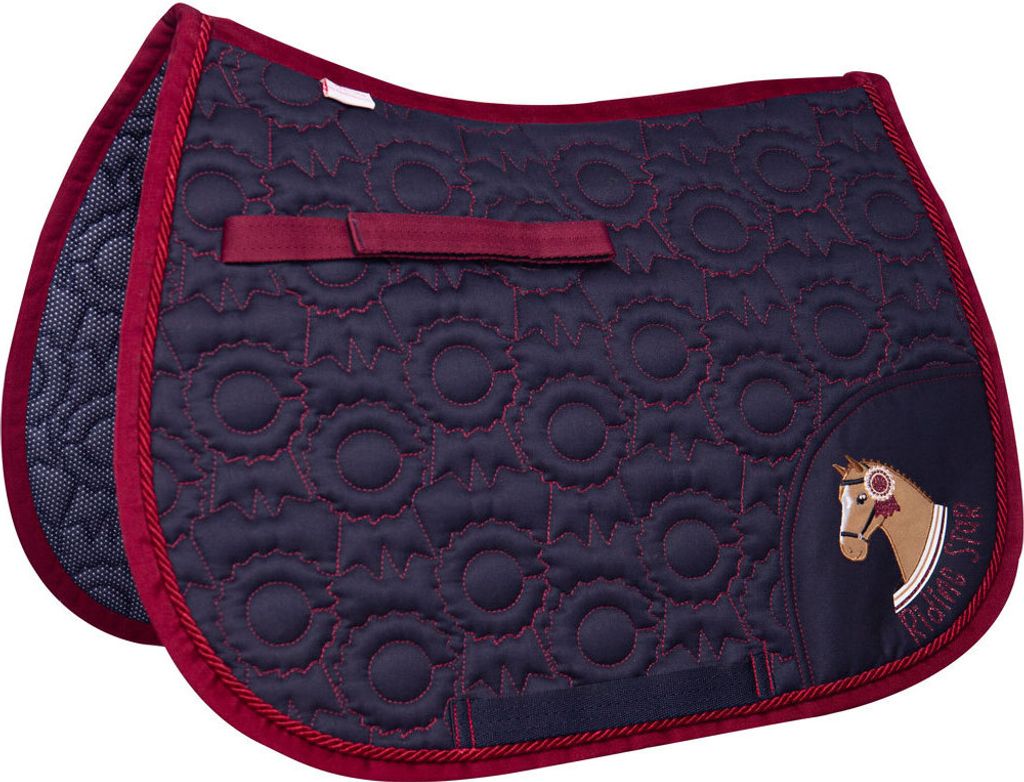 Little Rider - Schabracke "Riding Star", Rosette BZ5151 (Kleines Pony) (Marineblau/Burgunderrot)