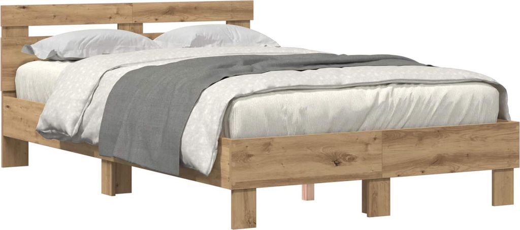 Bettrahmen mit LED Artisan-Eiche 120 x 190 cm Holzwerkstoff