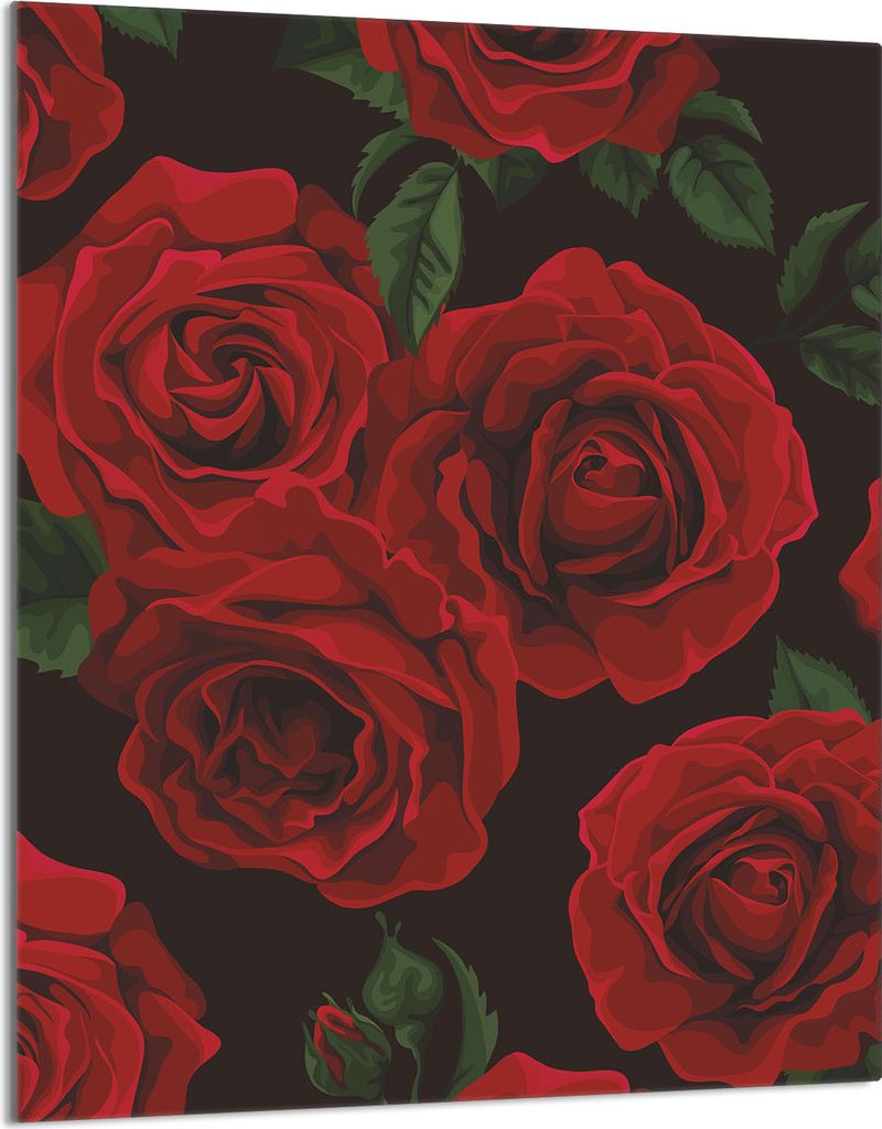 Herdabdeckplatte 40x52 Glaskeramikkochfeld Abdeckung Spritzschutz Glasplatte Deko Schneidebrett, Rosen Rot